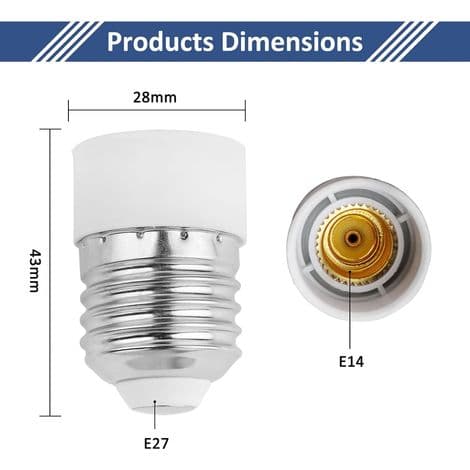 4x sokkeladapter - E27 til E14 sokkelomformer - E14 sokkel lampeholderadapter for halogen LED-pærer