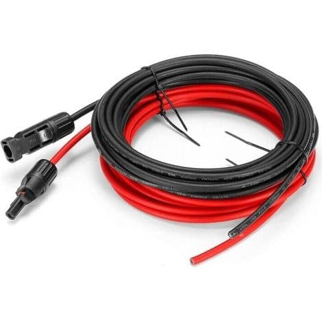 Ulisem 5 meter 12 AWG forlængerkabel til solpaneler med MC4 hun- og hanstik adaptersæt (5m rød + 5m sort)