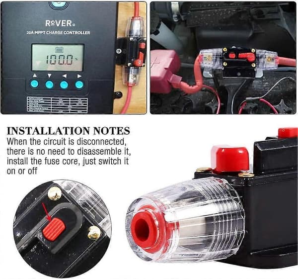 40A Vandtæt Bilafbryder, 12V-24V DC Inline Sikringsholder, Manuel Reset Switch Bil Audio Sikring, Inline Sikringsboks