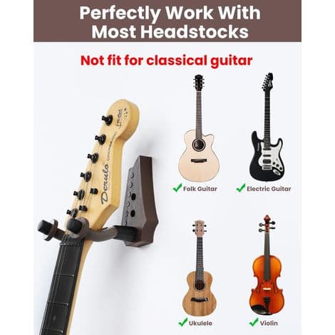 2-delt ABS Gitar Veggfeste, Avtakbart Gitarstativ, Veggfeste for Klassisk, Elektrisk, Akustisk og Ukulele Gitarer, Solid Installasjon