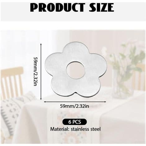 Set med 6 vindtäta dukklämmor - Blommönster - Silver - 5,9 cm