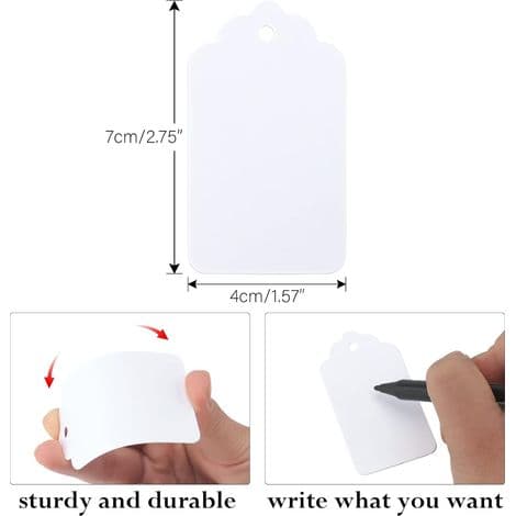 Förpackning med 100 presentetiketter i kraftpapper, 7 x 4 cm, vit, för Alla hjärtans dag eller bröllop