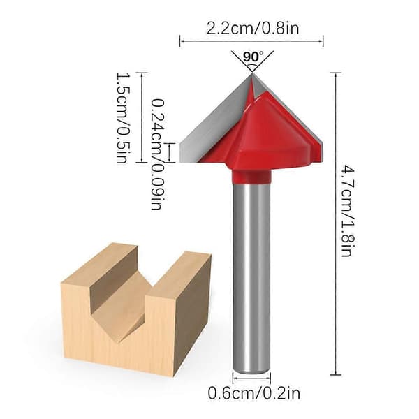 Premium 90Â° V-Type Notfræser Router Bit Højpræcision 6mm Notværktøj til Affasning