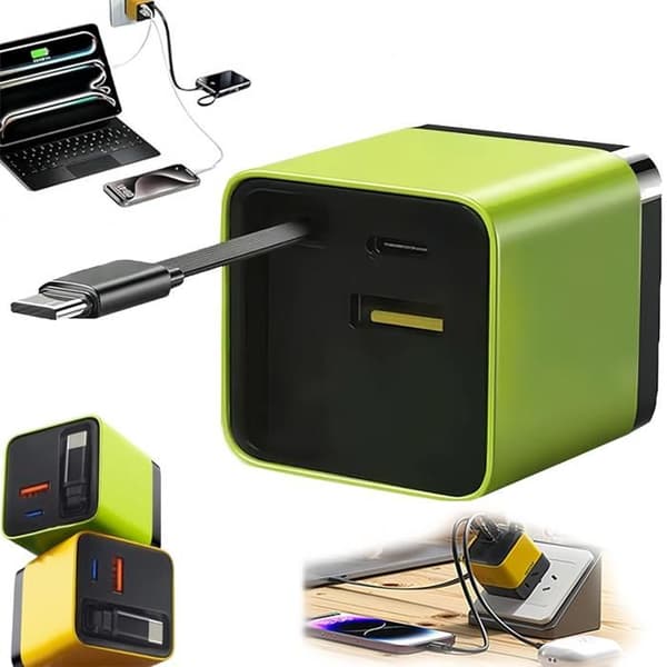 Gan 3-i-1 lader, oppgraderbar 80W maks hurtiglademodul med Type-C-kabel og 2 USB-porter,