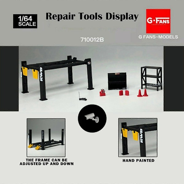 1:64 Diorama Garage Underhållsverktyg Set Legering Pressgjuten Modell 12st Bil Display FT