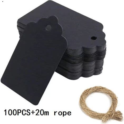100 stk. Kraft Prislapper, 3x5 CM, Butikklapper, Kleslapper for Smykker og Klær, Svart