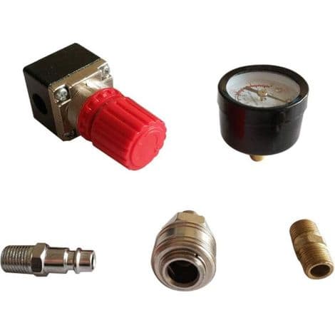 Ulisem 1/4\" luftkompressor trykregulator pneumatisk trykregulator, trykreguleringsventil med fitting 180psi 12bar (trevejsventil)