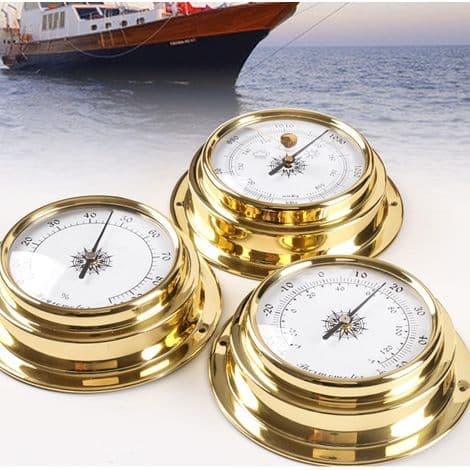 Veggmontert barometer, termometer, hygrometer, klokke - Innendørs/utendørs - ANNET
