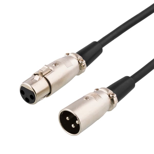 XLR lydkabel, 3-pin ma - 3-pin fe, 8m, svart
