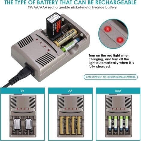 Smart batterilader, 4-roms universell batterilader, LED smart batterilader for