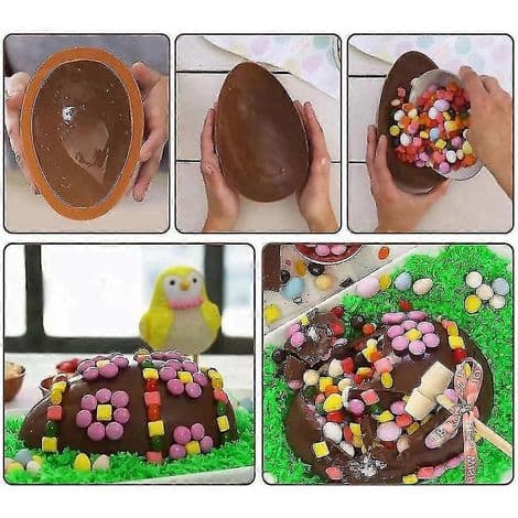 Sæt med 2 påskeægformede chokoladeforme, non-stick silikoneforme.
