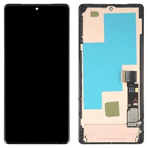 Kompatibel för Google Pixel 7 Pro 5G GP4BC GE2AE Grad C OLED-skärm och digitizer-enhet + Ram Ersättningsdel (Utan logotyp)