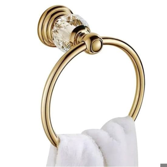Guld kristall handduksring, Guld badrumshandduksring, Handduksring för badrum