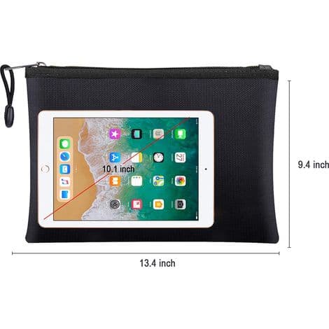 Brandsikker Taske - 34 x 24 cm - Vandafvisende - Lynlåslukning - Til A4 Dokumenter, Sølv, Tablets - 1 Styk