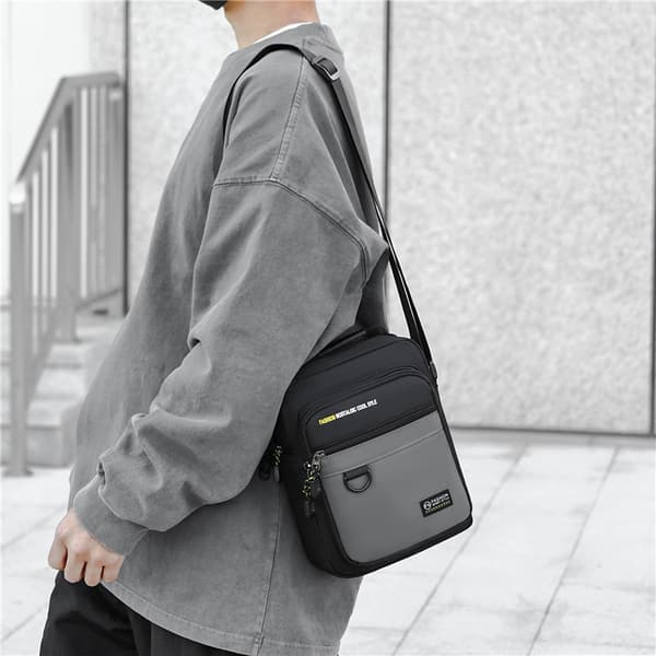 Herr axelväska, vattenavvisande Oxford tyg messenger väska grå