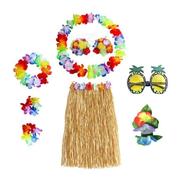 Hawaiiansk Kostym - Ospecificerad - 8 i 1 - Guld - Fest - Stranddans