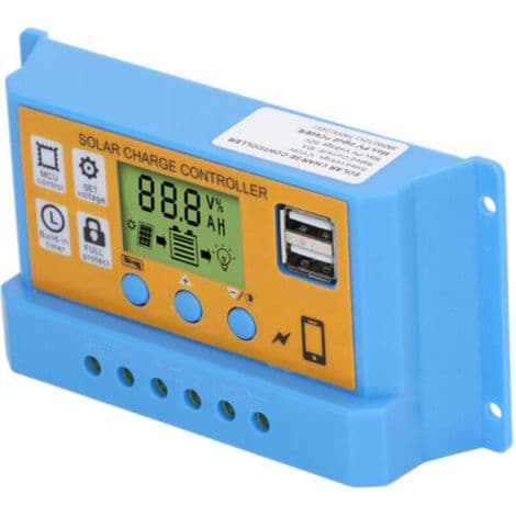 Solcellekontroller, digitalt displaypanel, batterilading, intelligent regulator 12V/24V 30A 390W (12V) 780W (24V)