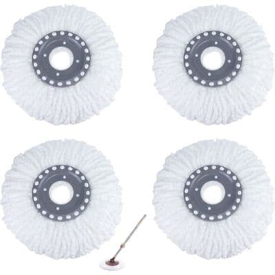 4-pak mikrofiber moppehoveder, udskiftelige runde moppehoveder til 360° roterende mopper