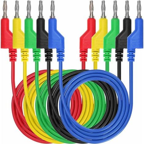 Stk 4mm Fleksibel Silikon Bananplugg Testledning for Multimeter, 1M Lengde, 1000V/20A