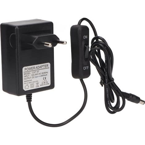 15V 2000mA strømadapter for varmetrådskutter, solid metall- og plastkontrollkabel, 100-240V EU-plugg, maks effekt 30W