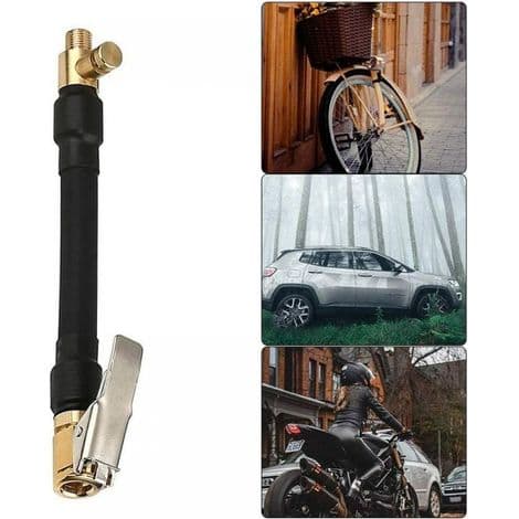 Bildäcksventiladapter, däckpumpningsslang med 2 mässingspumpmunstycken, pumpventilkoppling för bil, cykel, motorcykel, 30 cm