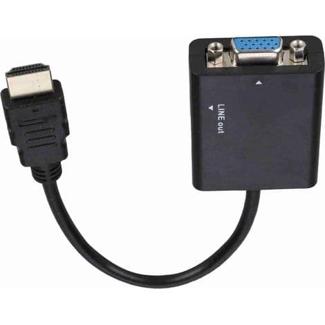 -Bærbar HDMI til VGA-adapter med 3,5 mm lyd og USB-strøm, 1080P opløsning