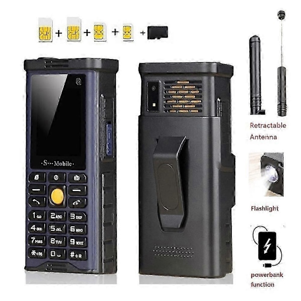 Robust Utomhusmobiltelefon Stor Batterikapacitet Lång Standbytid Antenn Bra Signal Fyra SIM-kort 3D Box Högtalare E-bok - Grön