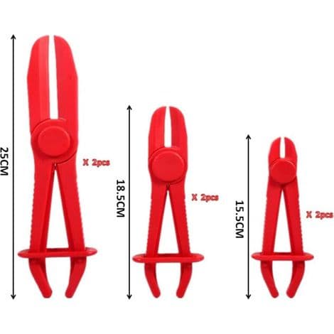 6-delars bränsleslangklämset, röda slangklämmor, flexibelt slangklämverktyg, slangklämmtång, för bromsslangar, bränsleslangar