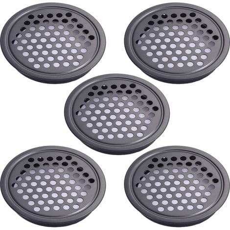 Ventilationsriste i rustfrit stål, rund sort ventilationsrist til køkken, badeværelse, skab (29 mm)