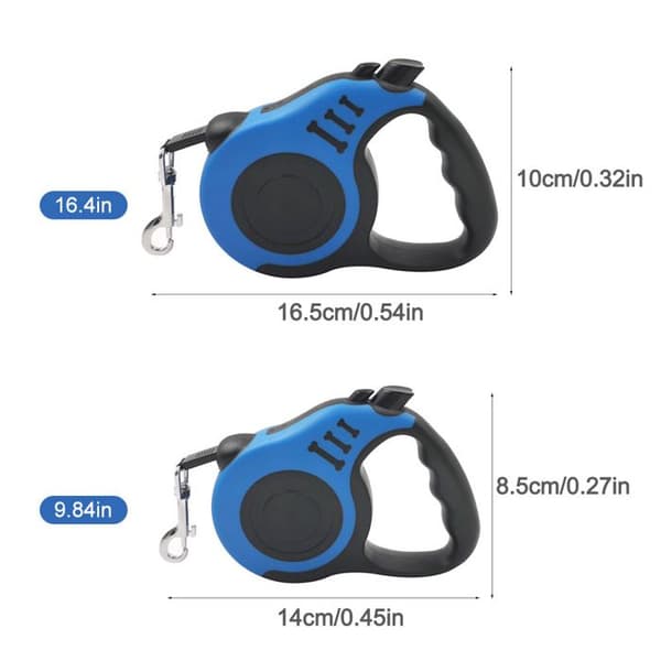 Infällbart hundkoppel - Phoesky - Automatiskt - Nylon - Sjöblå - 3 m - 5 m - Kromad karbinhake