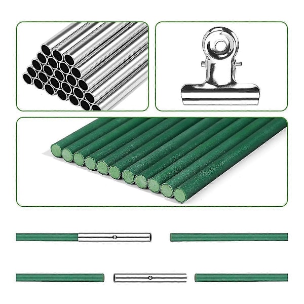 36 st Gröna Växthusbågar Växttunnel 6 Set med 2,6 m Långa Trädgårdsbågar Kit, Rostfri Glasfiber Ra