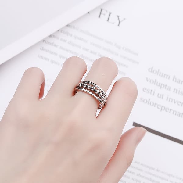 Antistressring med roterande pärlor Silver S