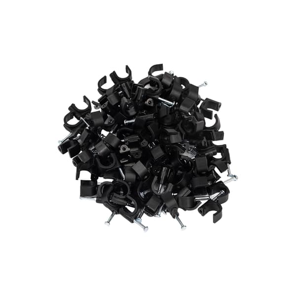 Kabelclips med søm 100-pak Sort 4 mm