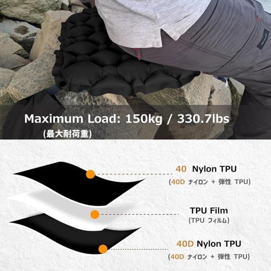 Bærbar oppustelig sædehynde - Med opbevaringspose - Til rejser og udendørs aktiviteter
