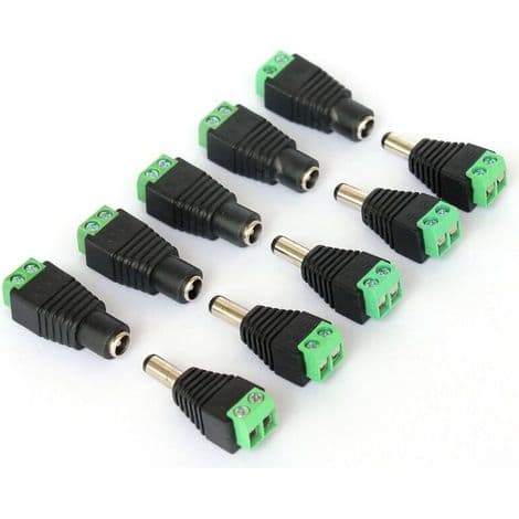 10 DC 2.1 x 5.5 mm stik til CCTV-kameraer – 12V strømforsyningsstik og adaptere