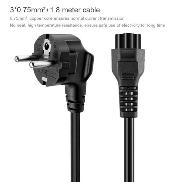 DTK IEC320 C5 strømkabel AC-adapter til HP Dell ASUS Acer Sony Lenovo Samsung bærbare computere 1,8M