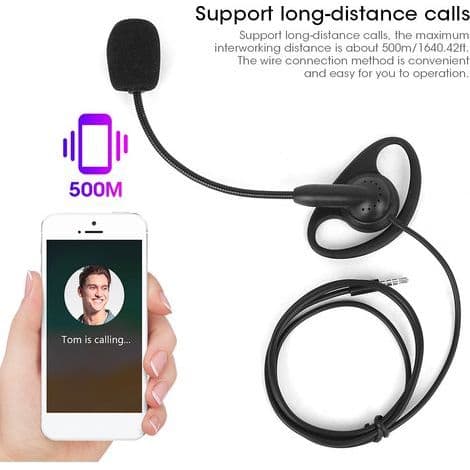 Motorcykel Bluetooth-øretelefon med ørekrog til V6 V4 Intercom, 3,5 mm kablet lydheadset