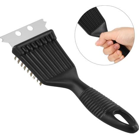 ® Sett med 3 grillbørster - Messingbust og skrape i rustfritt stål - for rengjøring av griller