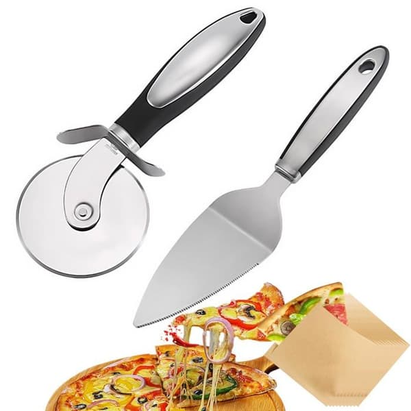 Pizzaskærersæt - BEIJIYI - Professionel - Rustfrit stål - Pizzaspade - 10 emballageposer