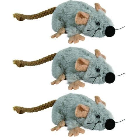 Plys muselegetøj til katte, 10 cm (pakke med 3)