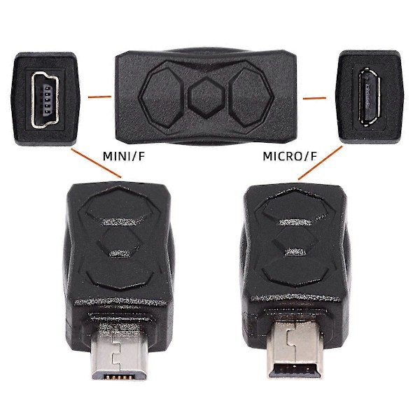 Typ A U2-006-MM 3st Micro USB 2.0 till Mini USB 5Pin Hane till Hona Förlängningsdata Strömadapter