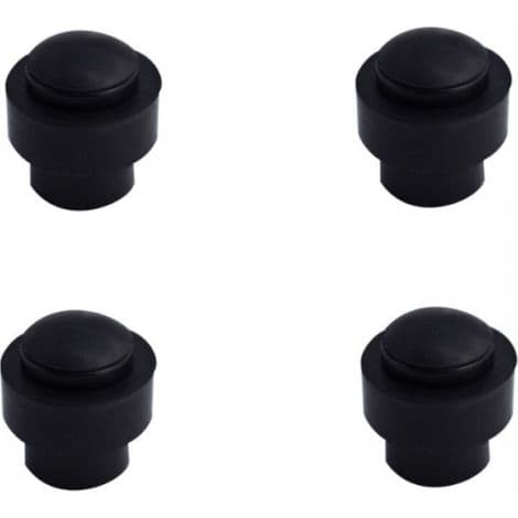 Sort aluminium dørstopper, sæt med 4, 43x46 mm, dørstopper i rustfrit stål og gummi uden boring, dørbuffer, antikollisionsdørstopper