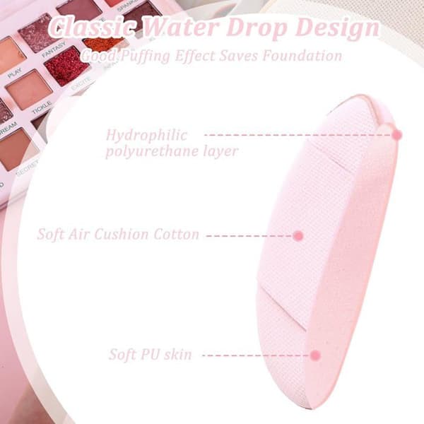 Sæt med 12 mini dråbeformede makeupsvampe til foundation, våd og tør makeup til kvinder og piger (pink)