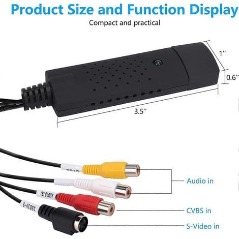 USB Audio Video Converter, VHS til Digital Converter, Video Capture Card Digitaliser fra Analog Video VCR VHS DVD, til Windows 7 8 10
