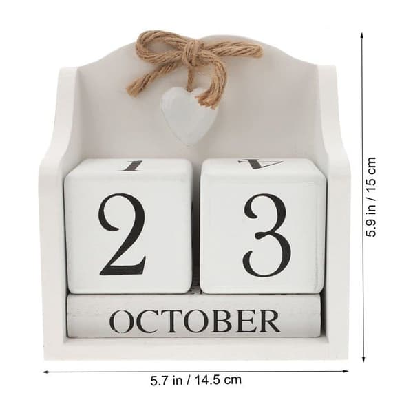 Träkalenderblock, Träkuber, Månadskalender, Fototillbehör, Vit