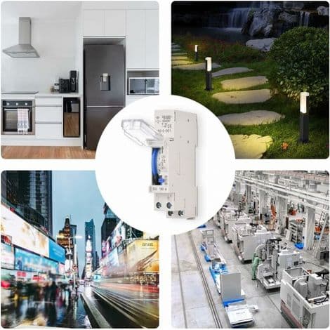 24-timers mekanisk timer, 15-minutters timer, skinne montering, integreret batteri, SUL180a, AC220-240V