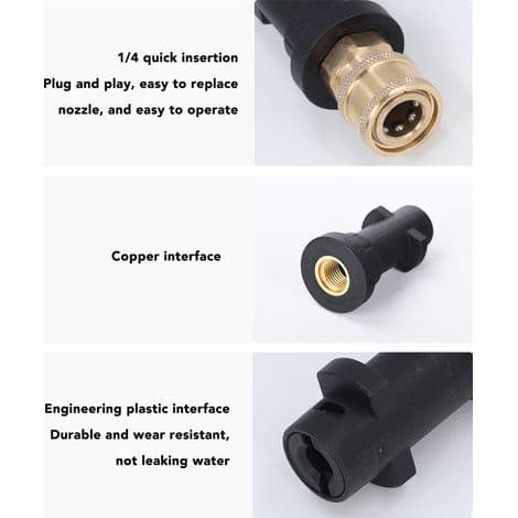 1/4\" högtrycksadapter för Kärcher K2-K7 med 5 munstycken i mässing och ABS, 2000 PSI