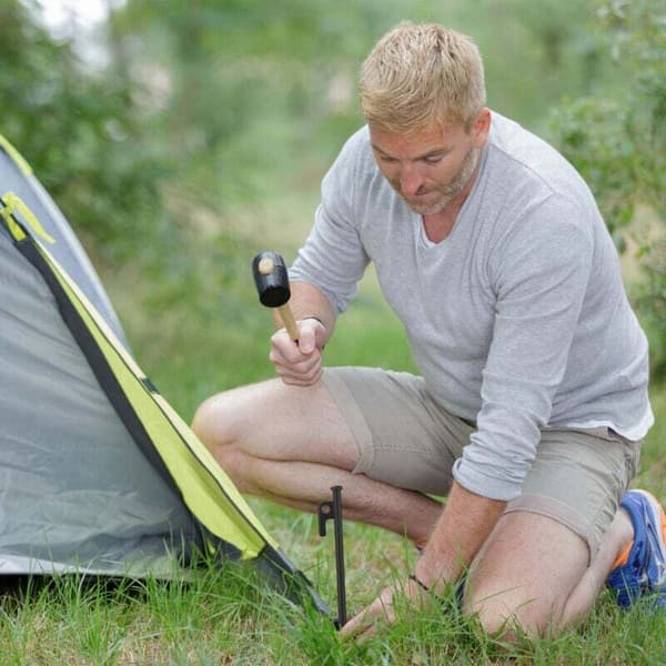 Ulisem Sett med 12 bakkeplugger for hardt underlag, 20 cm, stål, stabil forankring for camping, svart