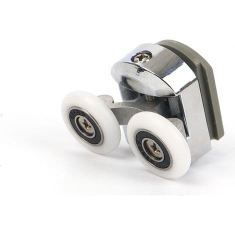 Sett med 4 doble ruller - for skyvedører til dusj, 2 x 23 mm diameter sinklegeringshjul til baderom