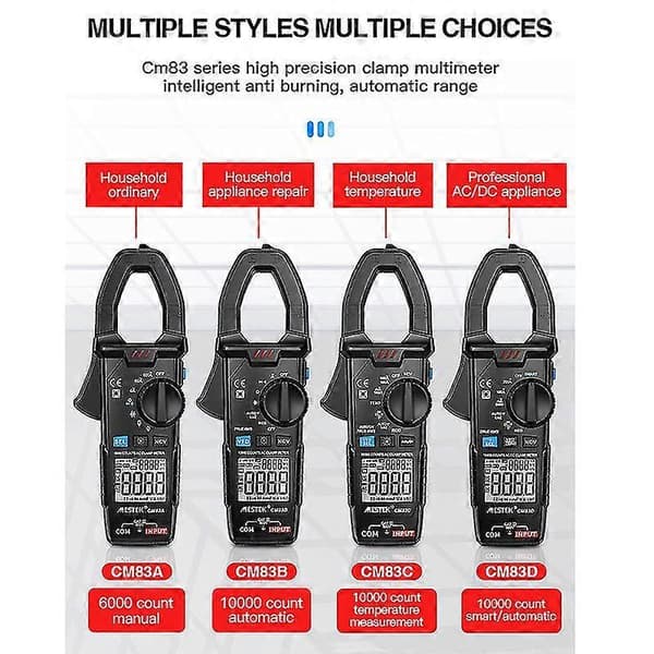 CM83D Digital Clamp Meter AC Spänning 0-600V True RMS Hög Precision Kapacitans NCV Clamp Multimeter